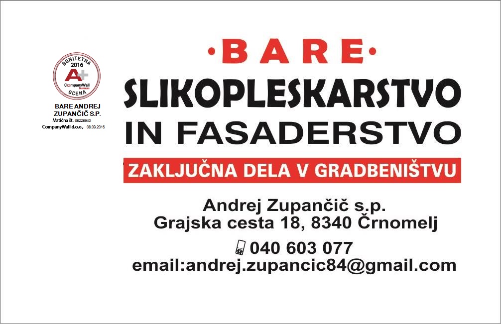 SLIKOPLESKARSTVO IN FASADERSTVO BARE, ANDREJ ZUPANČIČ S.P.