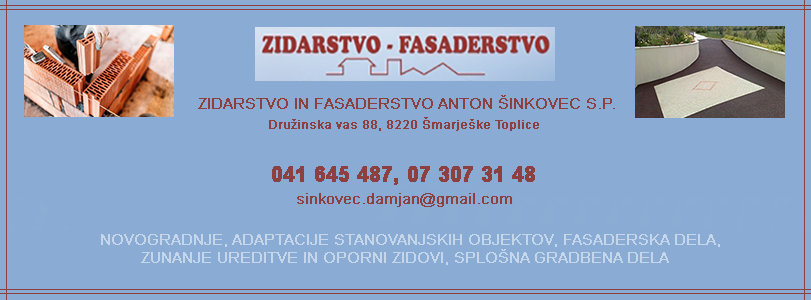 ZIDARSTVO IN FASADERSTVO ANTON ŠINKOVEC S.P.